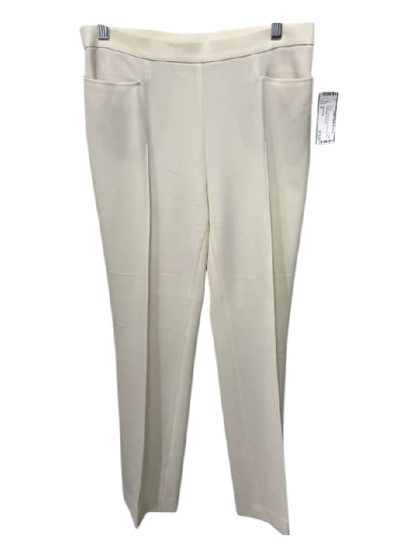 Akris Punto Size 6 Cream Poly Blend Mid Rise Trouser Pleat Detail Pants