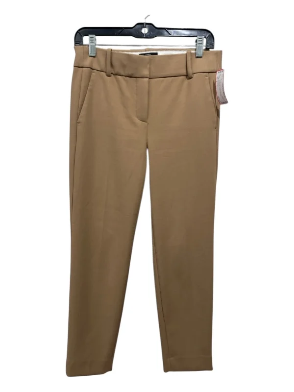 J Crew 365 Size 4 Camel Brown Polyester Loops Slim Straight Leg Trouser Pants