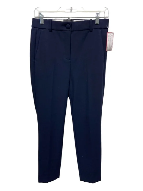 J Crew 365 Size 4 Navy Blue Polyester Blend High Rise Button & Zip Front Pants