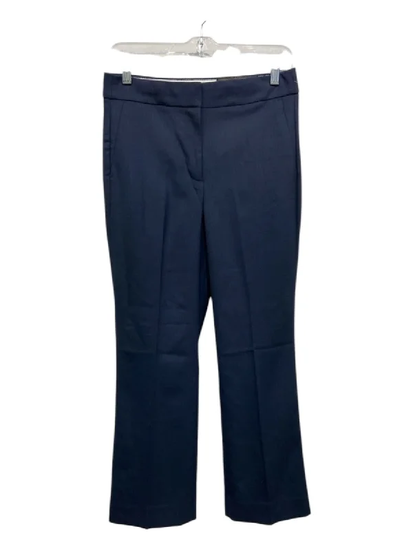 J Crew Size 4 Navy Blue Polyester & Virgin Wool Hook & Zip Straight Pants