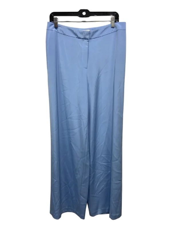 Lafayette 148 Size 10 Light Blue Silk Blend High Rise Pockets Wide Leg Pants