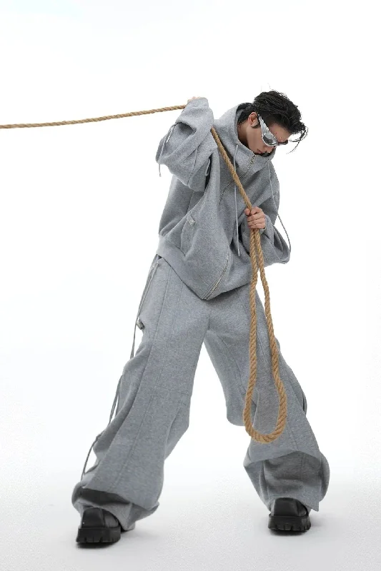 Structured Side Pull Strings Hoodie & Loose Sweatpants Set