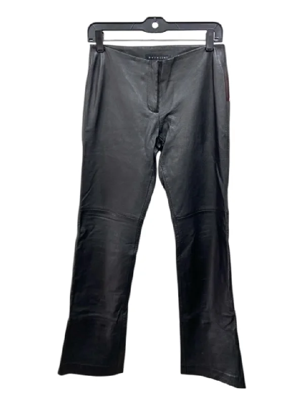 Parallel Size 2 Black Lamb leather Nylon Lining hook & zip Low Rise Pants