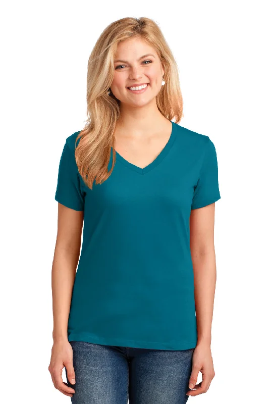 Port & Company Womens Core Short Sleeve V-Neck T-Shirt - Teal Green