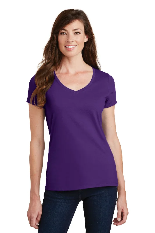 Port & Company Womens Fan Favorite Short Sleeve V-Neck T-Shirt - Team Purple