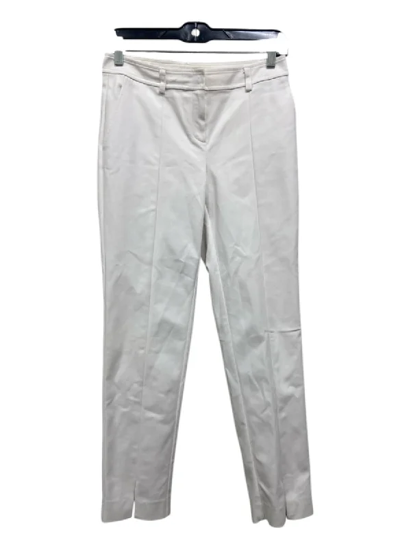 St John Caviar Size 2 Ivory White Cotton Blend Mid Rise Skinny Pants