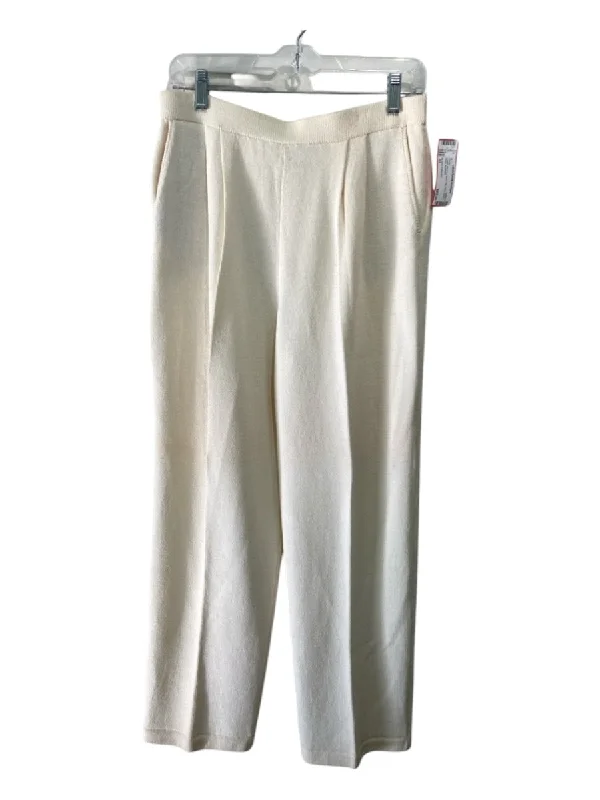 St John Collection Size 10 Cream Missing Fabric Tag Solid Elastic Waist Pants