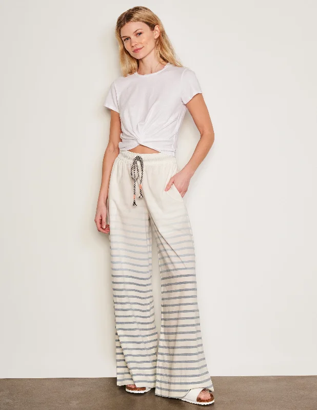 Sundry Changing Tide Stripe Wide Leg Pant in Deep Navy