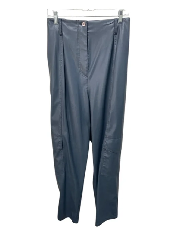 Tanya Taylor Size 18 Slate Gray Polyester Pleated Pockets Cargo Pants