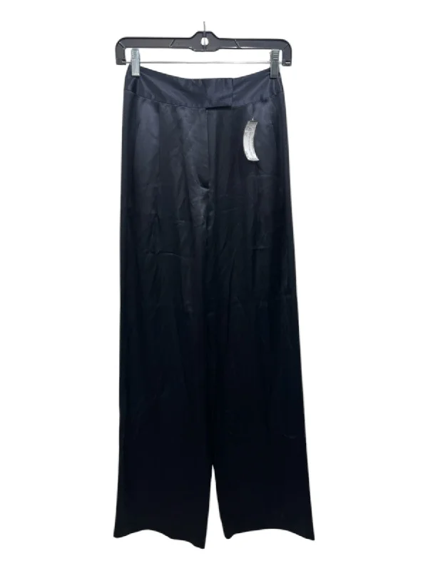 The Sei Size XS Black Silk High Rise Straight Pants