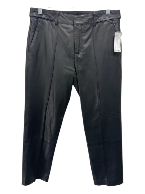 Vince Size 2 Black Lamb leather Hook & Zip Low Rise Skinny Pants