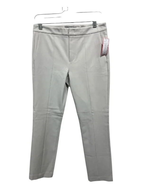 Vince Size 4 Pale Gray Cotton & Nylon Hook & Zip High Rise Slim Straight Pants