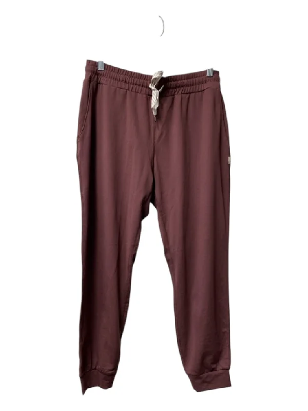 Vuori Size M Maroon Polyester Pockets Elastic Waist Cuffed Ankle Pants