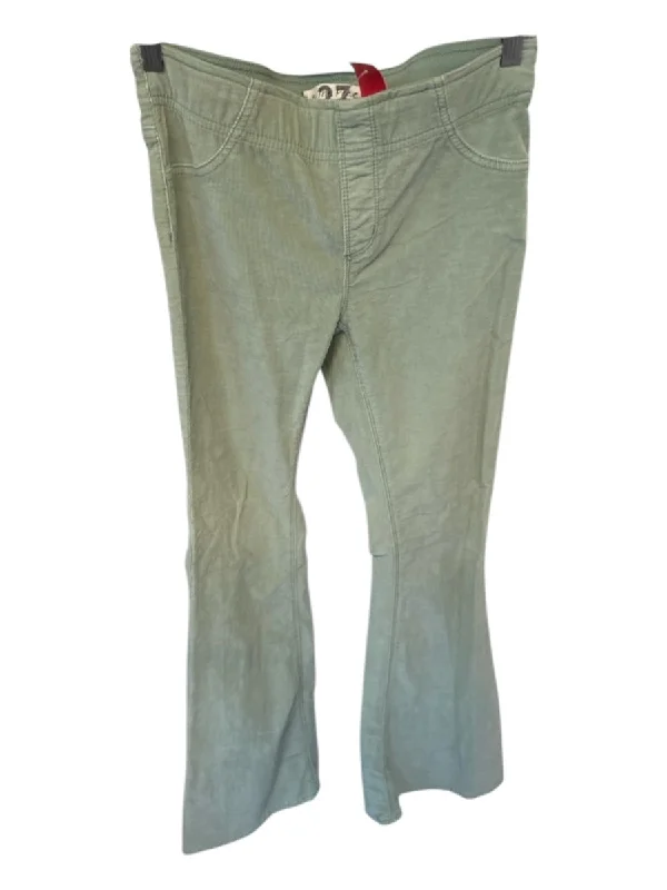 We The Free Size 27 Pale Green Cotton Blend Elastic Waist Bell Bottom Pants