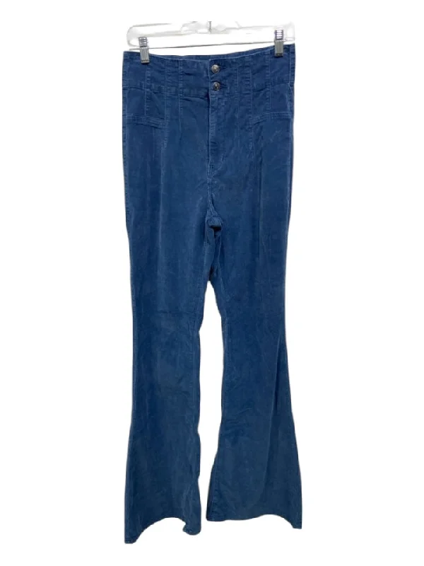 We The Free Size 29 Blue Cotton Corduroy High Rise Wide Leg Pants