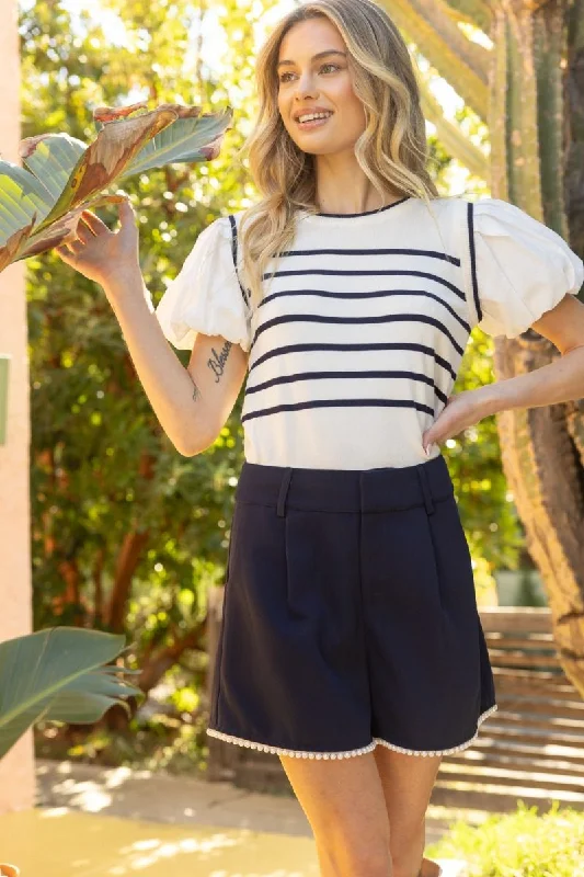 Pearl Hem Pleated Shorts